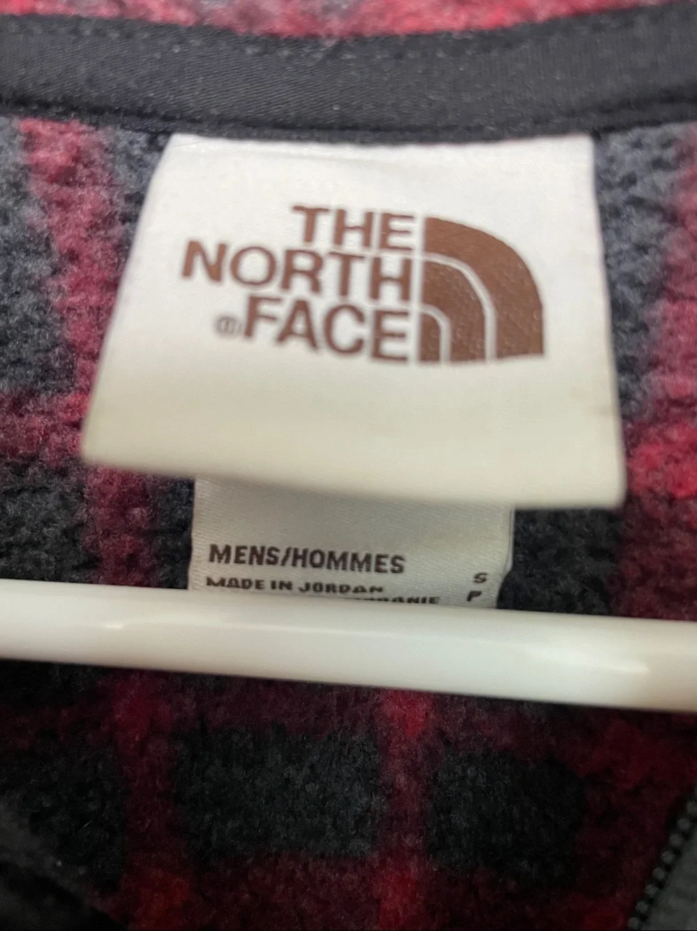 Mens North Face small red Plaid 1/4 Zip Pullover Fleece Sweater